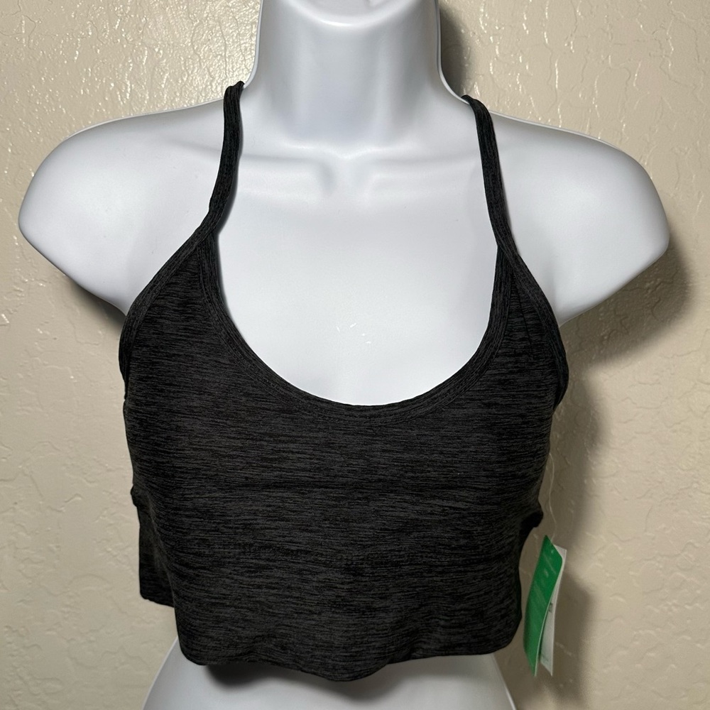 Forever 21 Cross Strap Heathered Charcoal Sports Bra